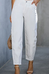 BEAUTIFUL I AM Zipper and Button High-Waist Long Jeans