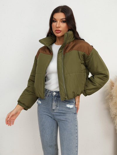 BEAUTIFUL I AM Two-Tone Zip-Up Puffer Jacket