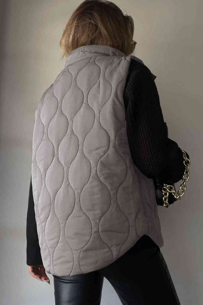 BEAUTIFUL I AM Collared Neck Vest Jacket with Pockets