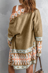 BEAUTIFUL I AM Geometric Open Front Long Sleeve Cardigan