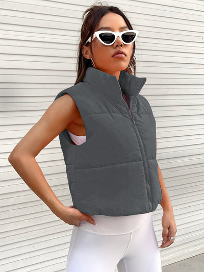 BEAUTIFUL I AM Zip-Up Puffer Vest Jacket