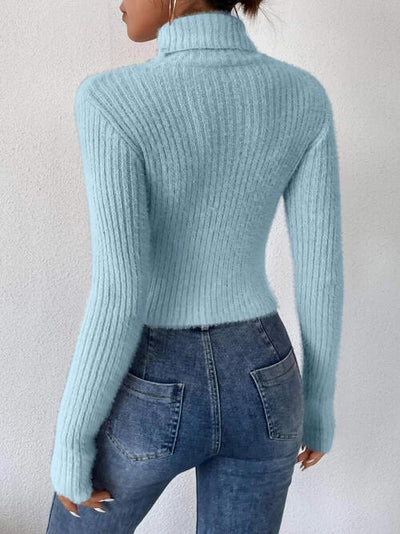 BEAUTIFUL I AM Ribbed Turtleneck Long Sleeve Sweater