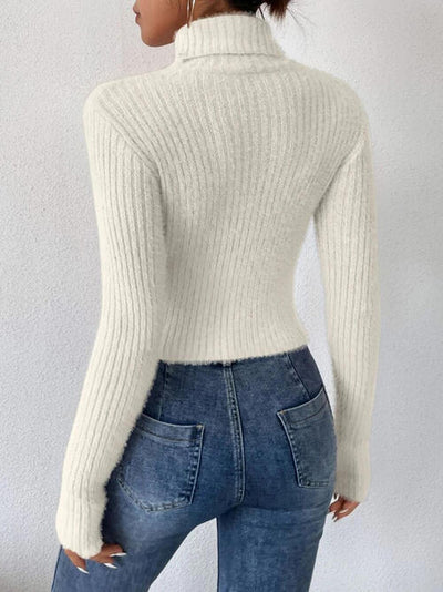 BEAUTIFUL I AM Ribbed Turtleneck Long Sleeve Sweater