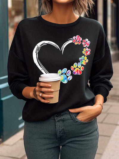 BEAUTIFUL I AM Heart Graphic Round Neck Sweatshirt