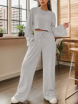 BEAUTIFUL I AM Ribbed Round Neck Top and Drawstring Pants Set