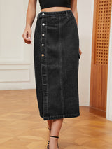 BEAUTIFUL I AM Button Down Denim Skirt