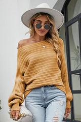 BEAUTIFUL I AM Boat Neck Batwing Sleeve Sweater