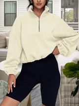 BEAUTIFUL I AM Half-Zip Collared Drop Shoulder Sweatshirt