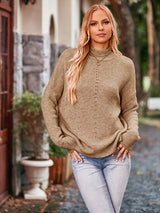 BEAUTIFUL I AM Mock Neck Dropped Shoulder Sweater