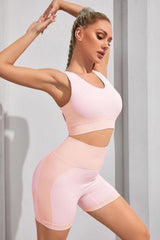 BEAUTIFUL I AM Round Neck Sports Bra and Shorts Set