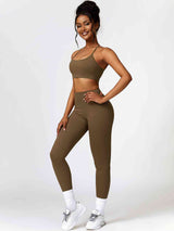 BEAUTIFUL I AM Sport Bra and Leggings Active Wear Set