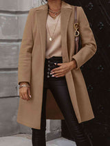 BEAUTIFUL I AM Collared Neck Button Up Long Sleeve Jacket Coat