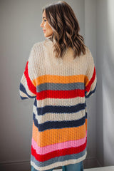 BEAUTIFUL I AM Striped Open Front Long Sleeve Cardigan