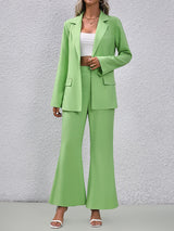 BEAUTIFUL I AM Long Sleeve Blazer and Flare Pants Set