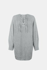 BEAUTIFUL I AM Lace-Up Mini Sweater Dress