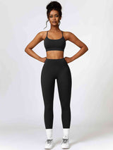 BEAUTIFUL I AM Sport Bra and Leggings Active Wear Set