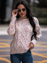 BEAUTIFUL I AM Cable-Knit Round Neck Sweater