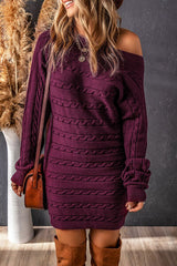 BEAUTIFUL I AM Cable-Knit Boat Neck Sweater Dress