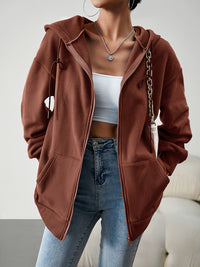 BEAUTIFUL I AM Dropped Shoulder Hooded Jacket with Pocket Hoodie