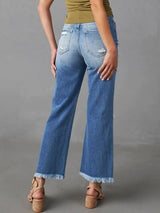 BEAUTIFUL I AM Distressed Raw Hem Jeans with Pockets