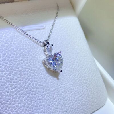 BEAUTIFUL I AM 2 Carat Moissanite Jewelry 925 Sterling Silver Heart Pendant Necklace