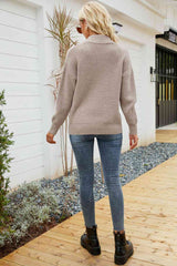 BEAUTIFUL I AM Quarter-Zip Collared Neck Sweater