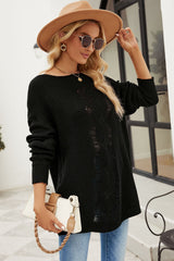 BEAUTIFUL I AM Boat Neck Dropped Shoulder Knit Top Sweater