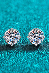 BEAUTIFUL I AM 2 Carat Moissanite Jewelry Rhodium-Plated Stud Earrings