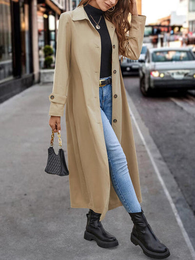 BEAUTIFUL I AM Collared Neck Button Front Jacket Trench Coat