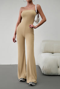 BEAUTIFUL I AM Strapless Lace-Up Pants Jumpsuit