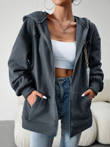 BEAUTIFUL I AM Dropped Shoulder Hooded Jacket with Pocket Hoodie