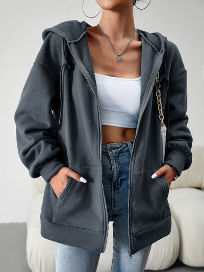 BEAUTIFUL I AM Dropped Shoulder Hooded Jacket with Pocket Hoodie