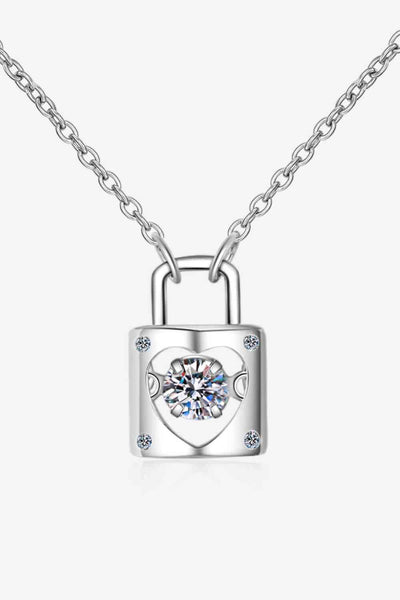 BEAUTIFUL I AM Adored Moissanite Jewelry Lock Pendant Necklace