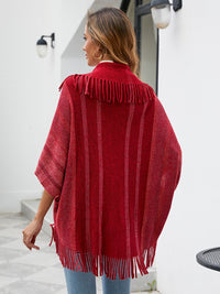 BEAUTIFUL I AM Fringe Detail Open Front Poncho