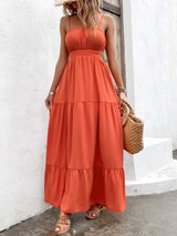 BEAUTIFUL I AM Spaghetti Strap Cutout Tie Back Maxi Dress