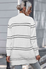 BEAUTIFUL I AM Striped Open Front Cardigan with Pockets