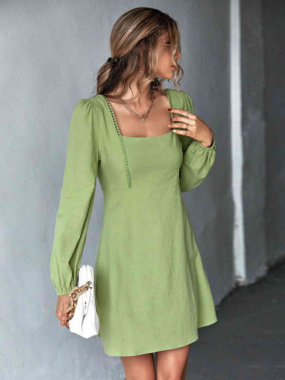 BEAUTIFUL I AM Square Neck Puff Sleeve Mini Dress