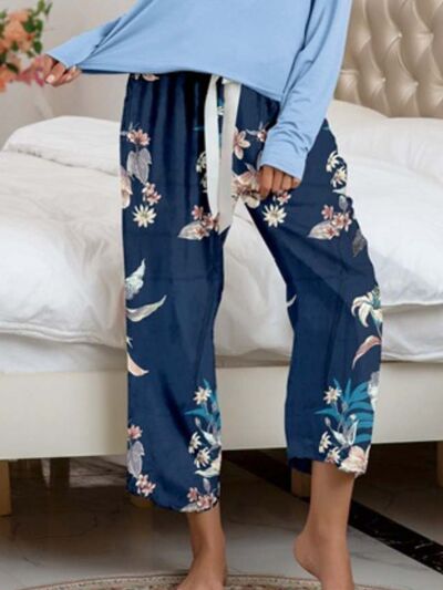 BEAUTIFUL I AM Round Neck Top and Printed Pants Lounge Sleep Wear Set