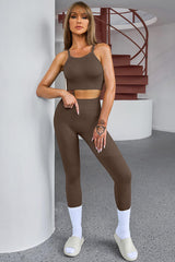 BEAUTIFUL I AM Tank Cropped Active Wear Top and Pants Set