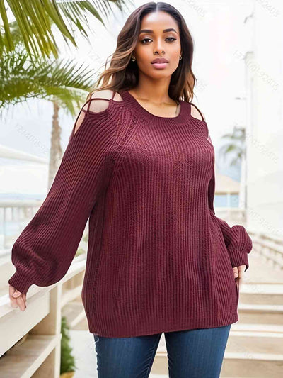 BEAUTIFUL I AM Cutout Round Neck Sweater