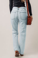 BEAUTIFUL I AM Distressed Buttoned Jeans with Pockets