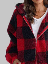 BEAUTIFUL I AM Plaid Zip-Up Hooded Jacket with Pockets