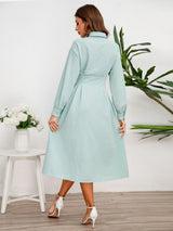 BEAUTIFUL I AM Long Sleeve Midi Shirt Dress