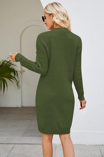 BEAUTIFUL I AM Cable-Knit Long Sleeve Sweater Dress