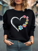 BEAUTIFUL I AM Heart Graphic Round Neck Sweatshirt