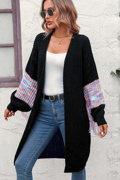 BEAUTIFUL I AM Fringe Sleeve Dropped Shoulder Cardigan