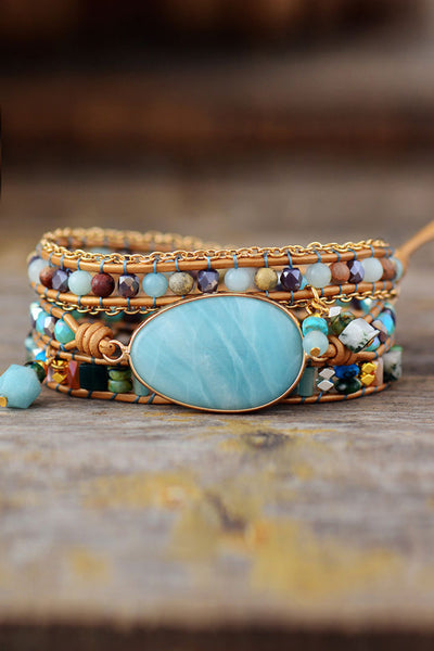 BEAUTIFUL I AM Handmade Jewelry Natural Stone Beaded Triple Layer Bracelet