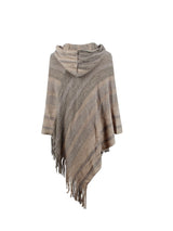 BEAUTIFUL I AM Striped Fringe Hem Hooded Poncho