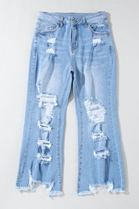 BEAUTIFUL I AM Distressed Raw Hem Jeans with Pockets