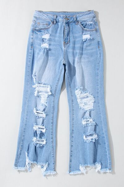 BEAUTIFUL I AM Distressed Raw Hem Jeans with Pockets